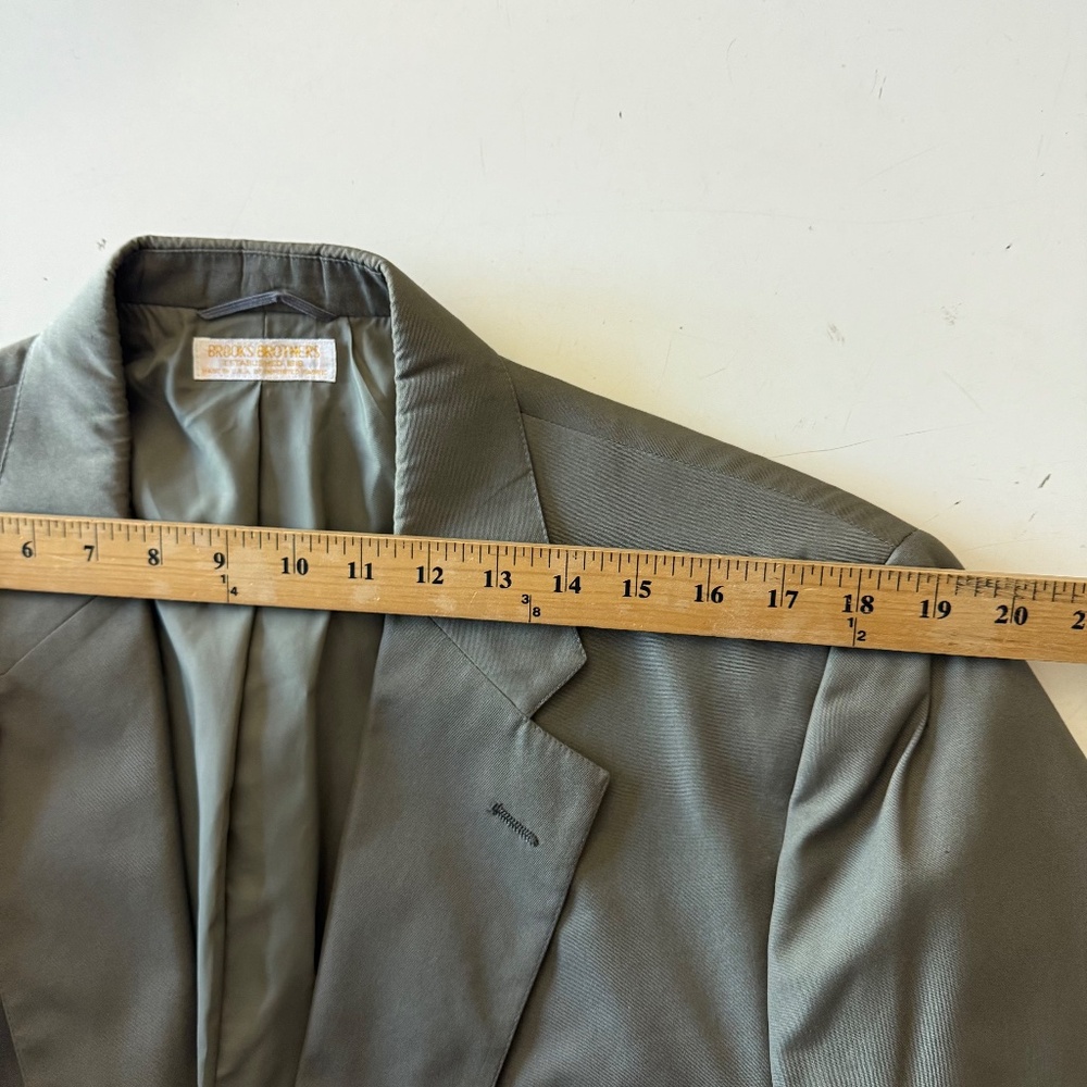 Brooks Brothers Makers Vintage Dull Green Cotton Blazer Suit Jacket Mens 45R - Picture 6 of 12